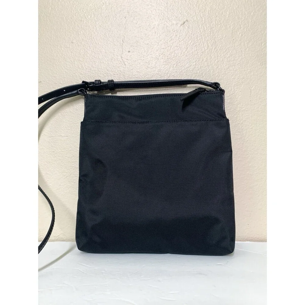 Frye Ivy Nylon Crossbody Bag Leather Logo Black on Black EUC - Picture 4 of 6